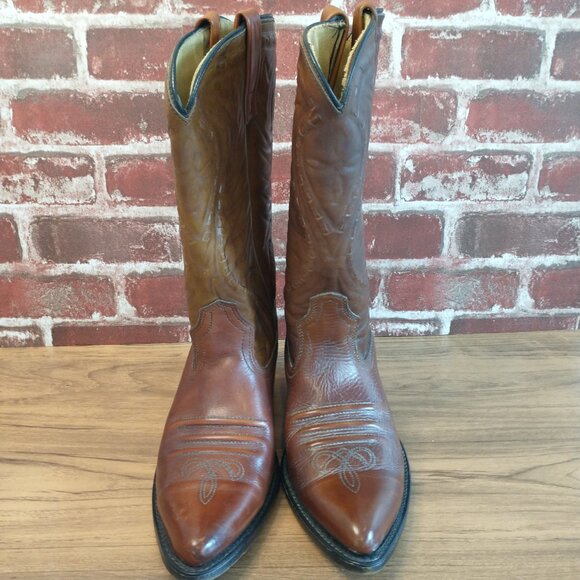 Acme Cowboy Boots Mens Size 7.5 Leather Shoes Western Wood Soles - Picture 3 of 8